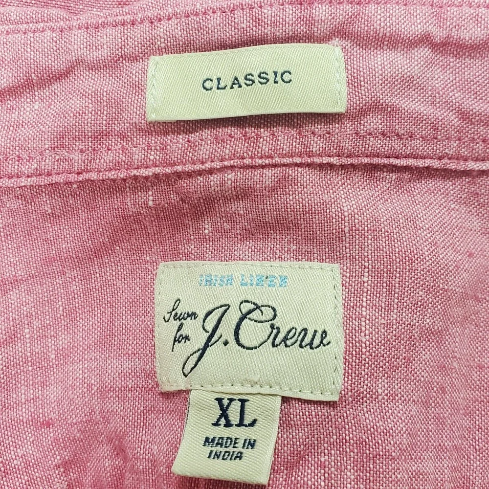 J Crew Baird Mcnutt Mens Classic Fit Button Up Linen Shirt Size XL Pink BE546